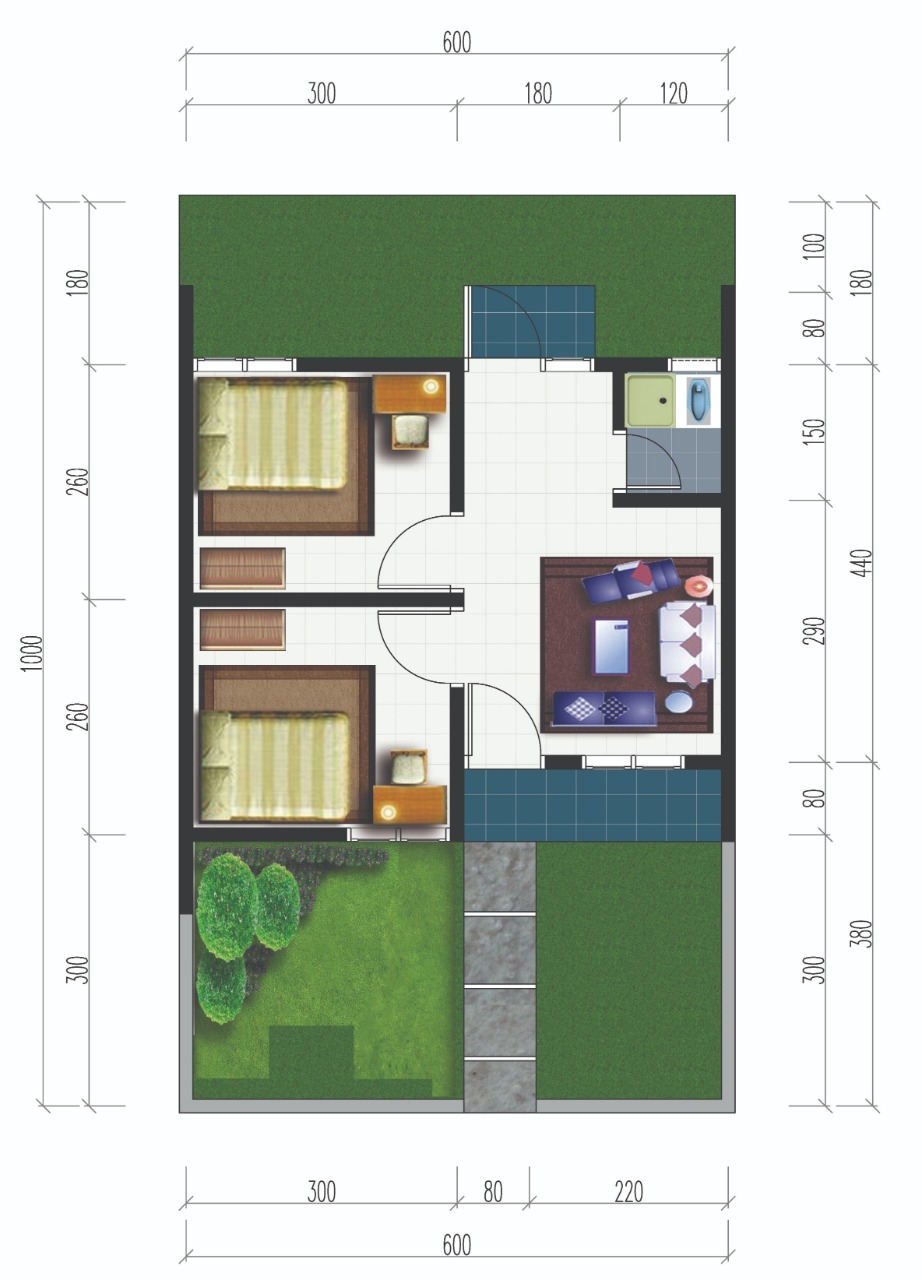 foto denah rumah tipe 30/60 perumahan MEKARJAYA RESIDENCES
