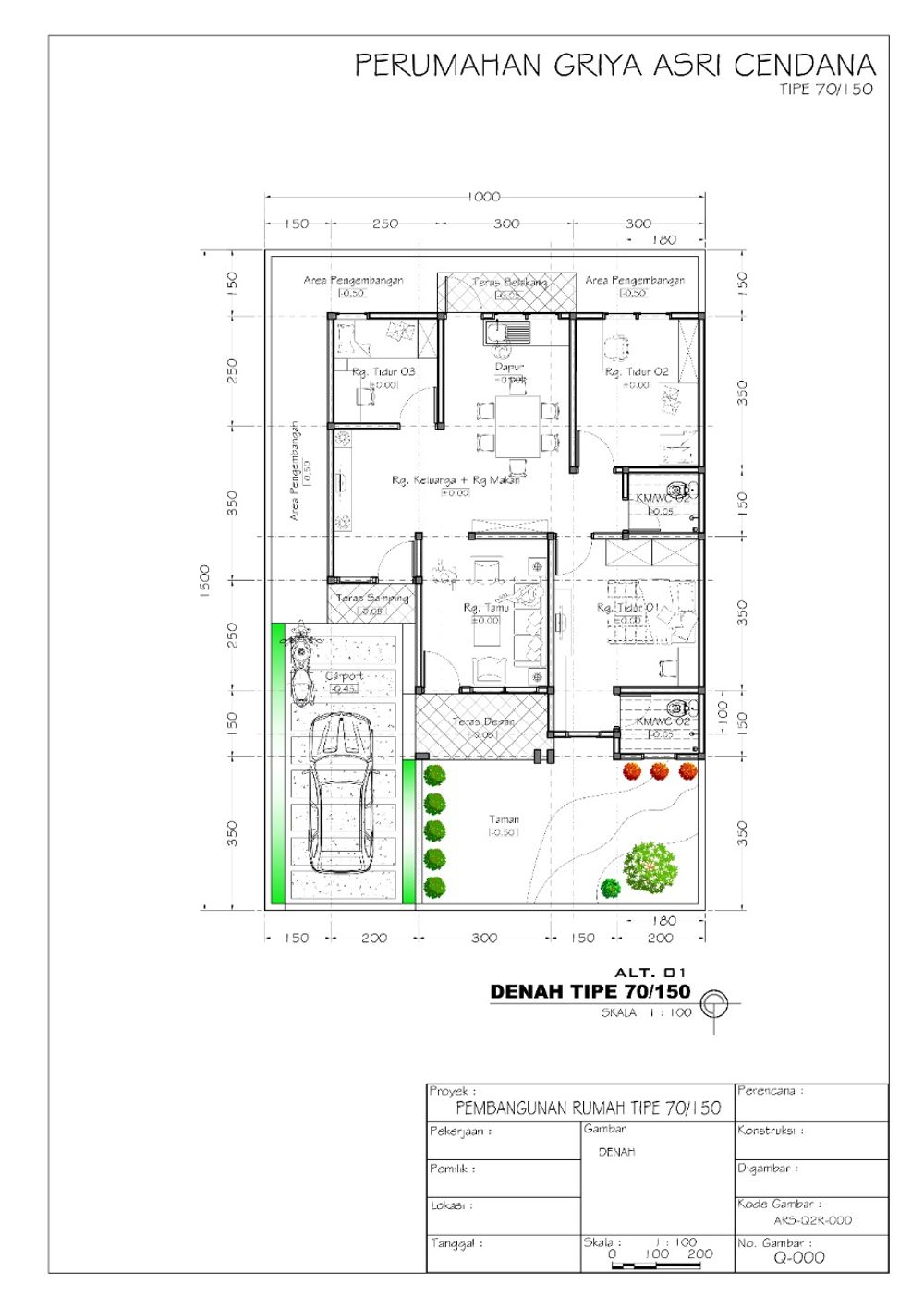foto denah rumah tipe 70/150 perumahan PERMATA SARI