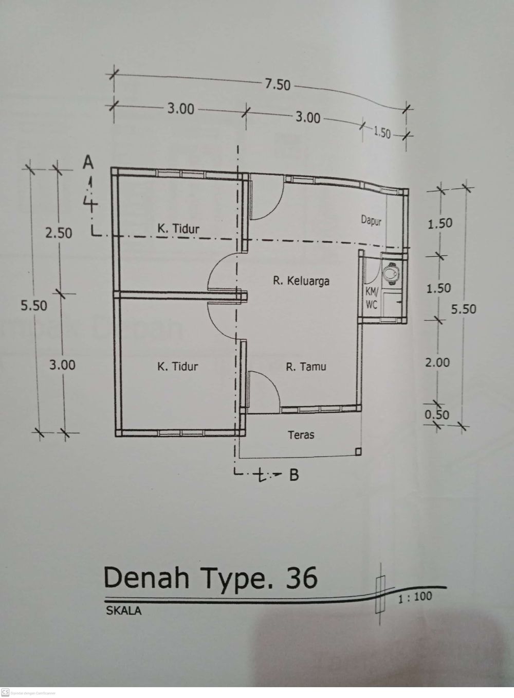 foto denah rumah tipe 36/90 perumahan Pogoh residence I
