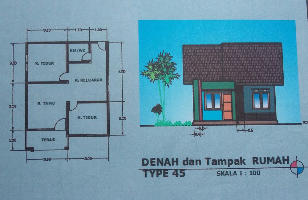 foto denah rumah tipe 45 perumahan ALSON CITRA MANDIRI