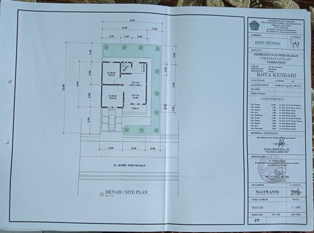 foto denah rumah tipe 36/96 perumahan PERMATA INDAH