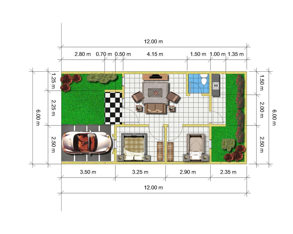 foto denah rumah tipe 36/72 perumahan Mutiara Prigi Tahap 3