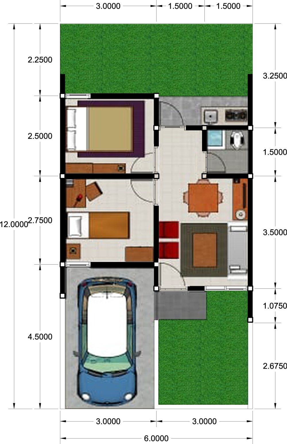 foto denah rumah tipe 33/72 perumahan Baribis Silih Asih