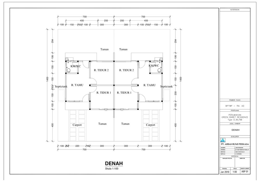 foto denah rumah tipe C-28 perumahan Green Baret Residence