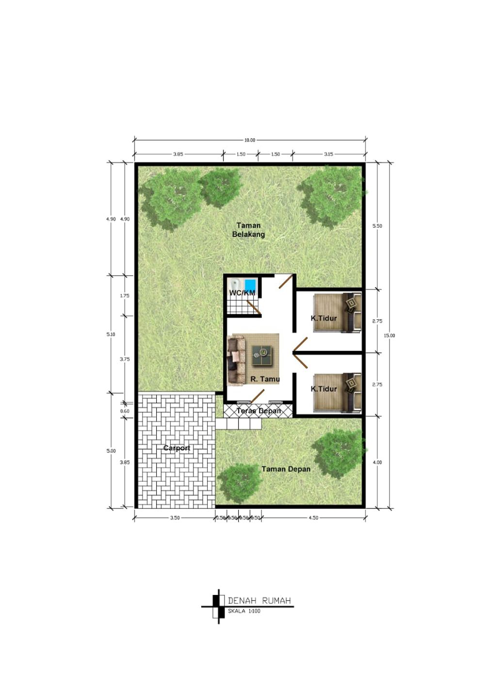foto denah rumah tipe 36 perumahan THE NEW NABILLA RESIDENCE