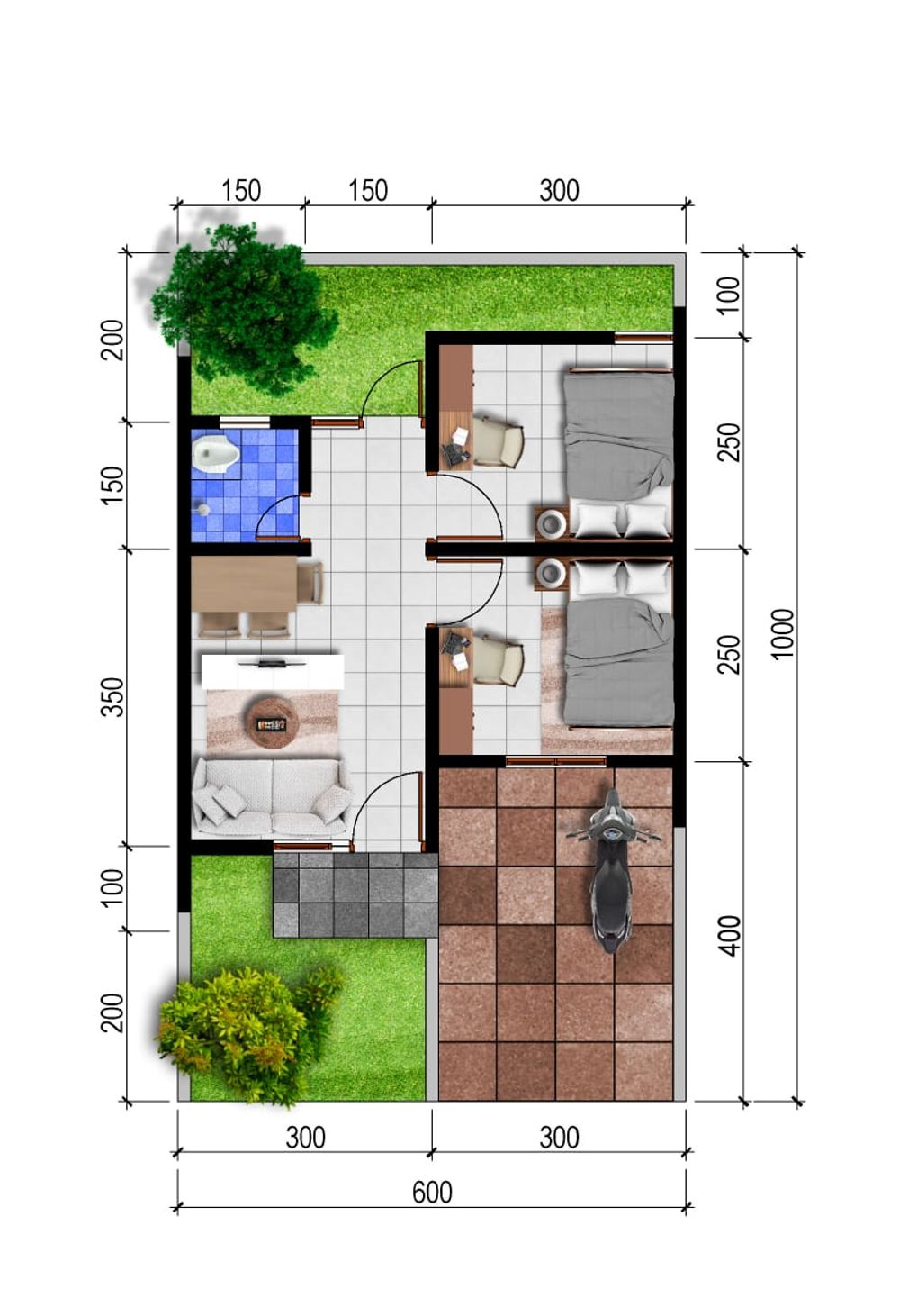 foto denah rumah tipe 30/60 perumahan Grand Madani Residence