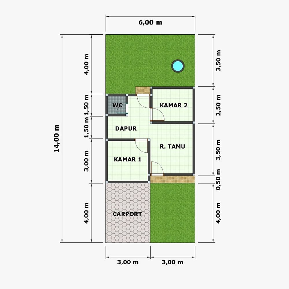 foto denah rumah tipe 36/84 perumahan Sriwijaya Cluster Borang