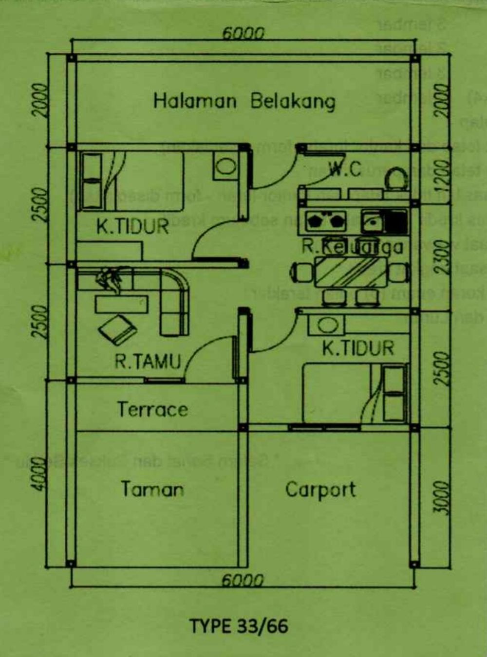 foto denah rumah tipe 33/66 perumahan Anggrek Permai Residence