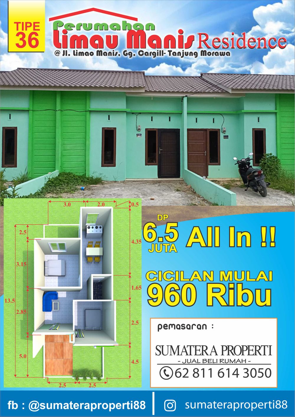 foto denah rumah tipe 36A perumahan Perumahan Limau Manis Residence