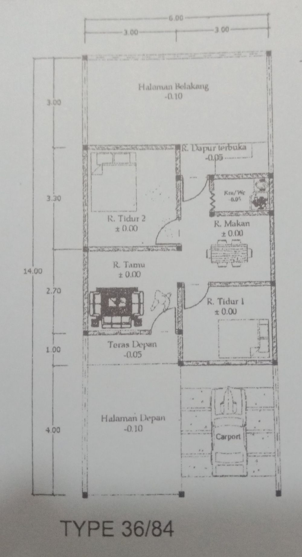 foto denah rumah tipe 36/84 perumahan Anggrek Permai Residence