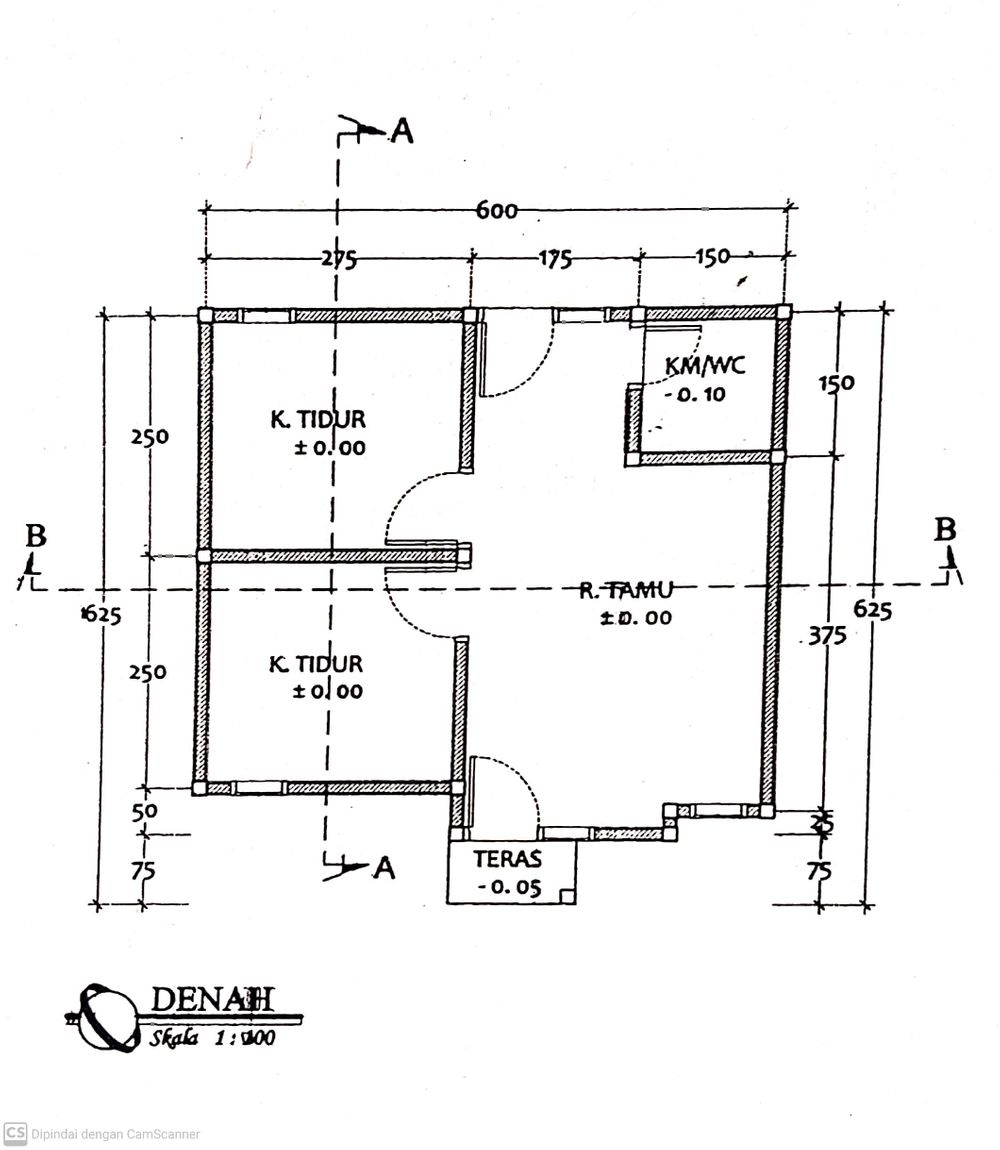 foto denah rumah tipe 36/122 perumahan Bendi Asri 1