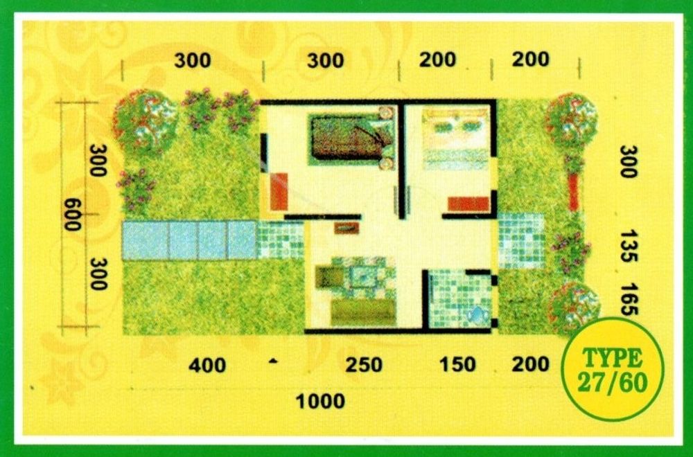foto denah rumah tipe 27/60 perumahan Cibadung Bogor Residence