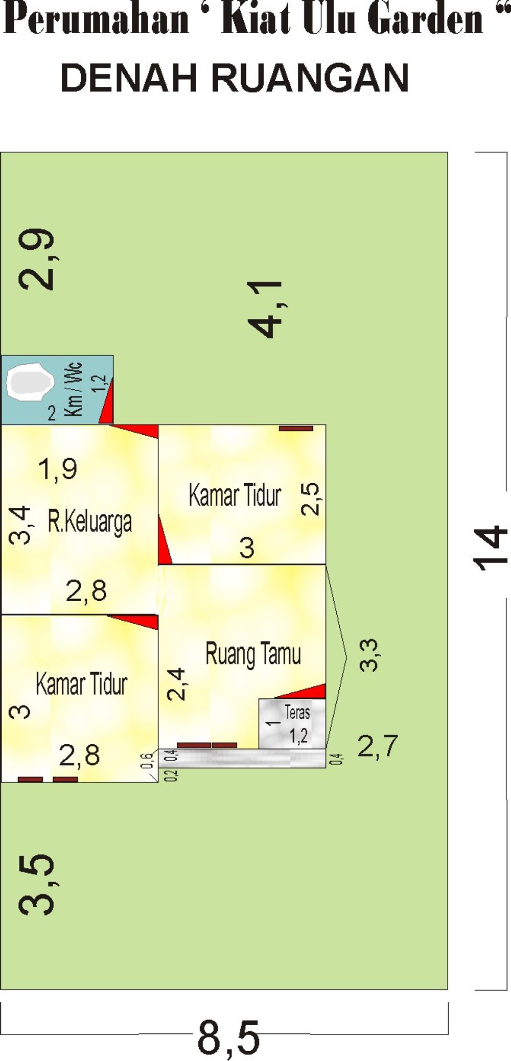 foto denah rumah tipe 36/120 perumahan Pesona Pematang Indah
