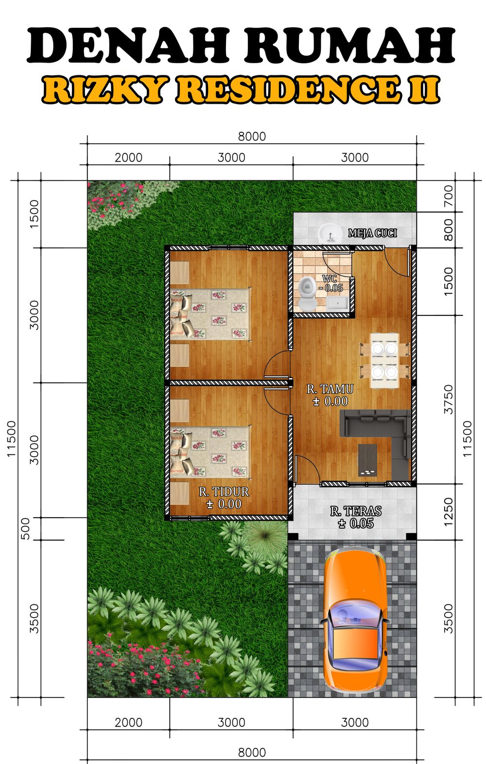 foto denah rumah tipe 36/91 perumahan RIZKY RESIDENCE 2