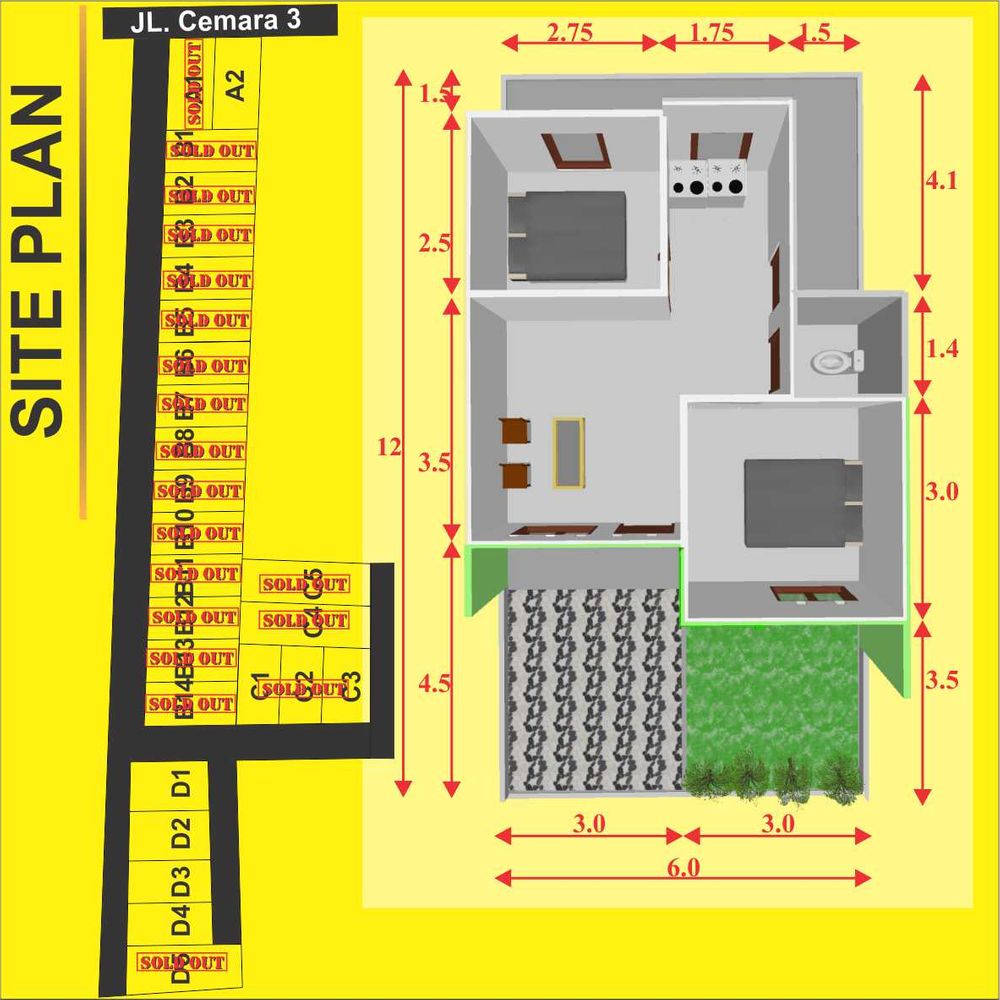 foto denah rumah tipe 36 perumahan CEMARA INDAH