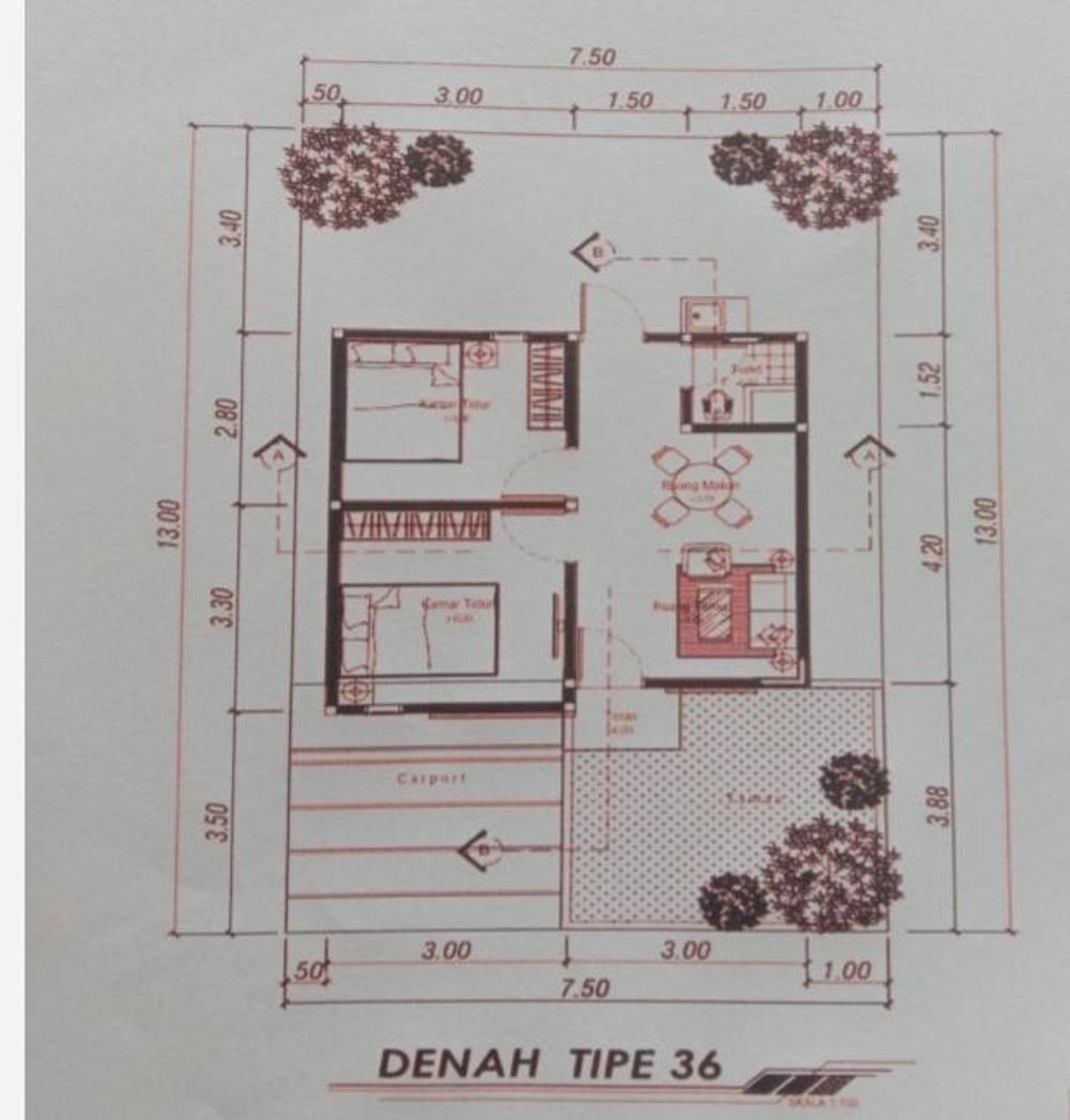 foto denah rumah tipe  36/97 perumahan BELITONG ESTATE