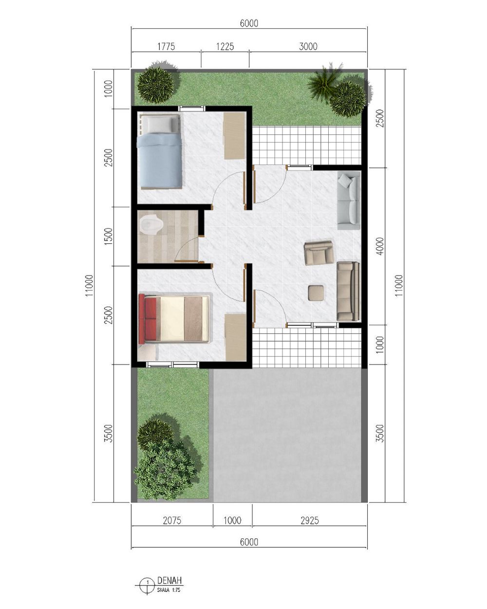 foto denah rumah tipe 35/66 perumahan BUKIT ESMA CICALENGKA 2