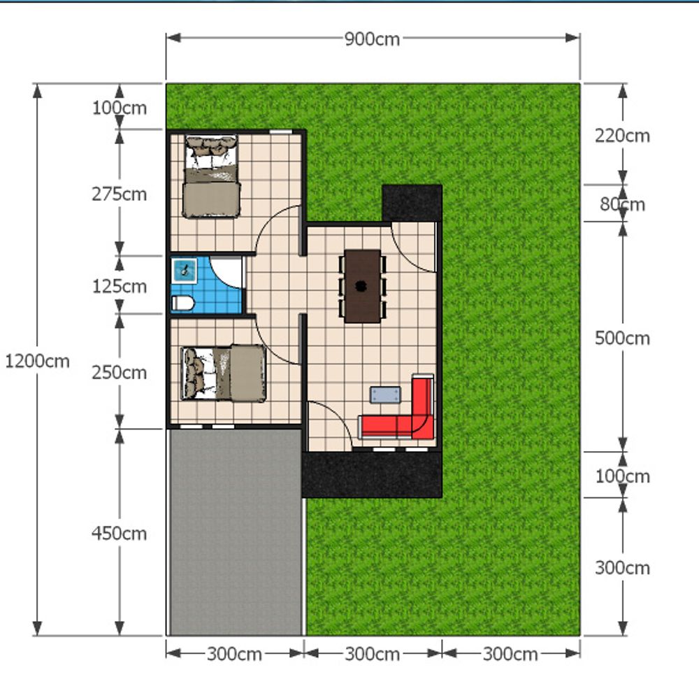 foto denah rumah tipe 36/108 perumahan Villa Kenanga Indah