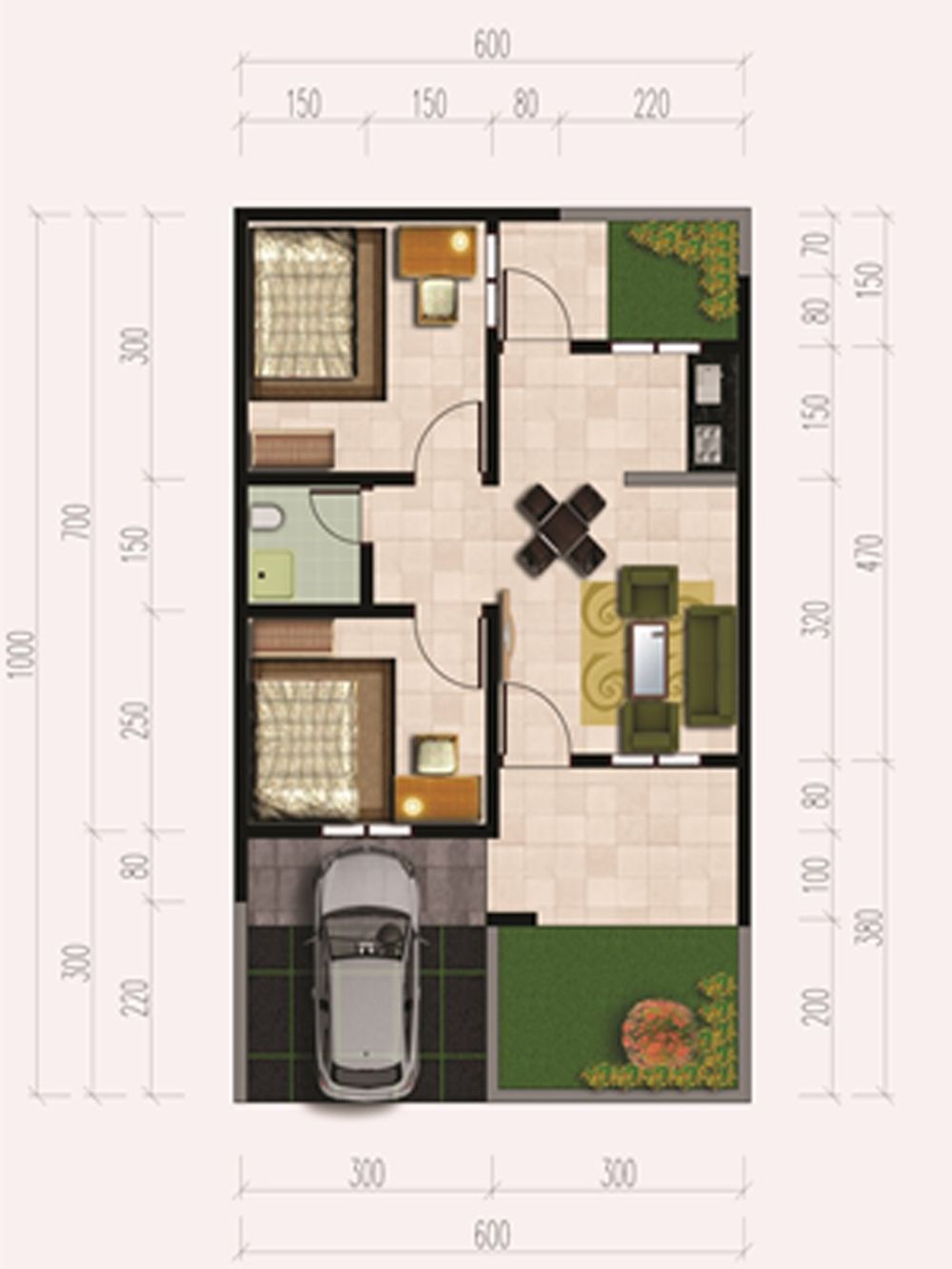 foto denah rumah tipe 36/60 perumahan MEKARJAYA RESIDENCES