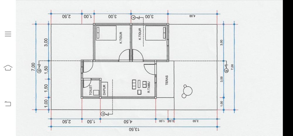foto denah rumah tipe 36/84 perumahan Residence Pesona Pekkabata