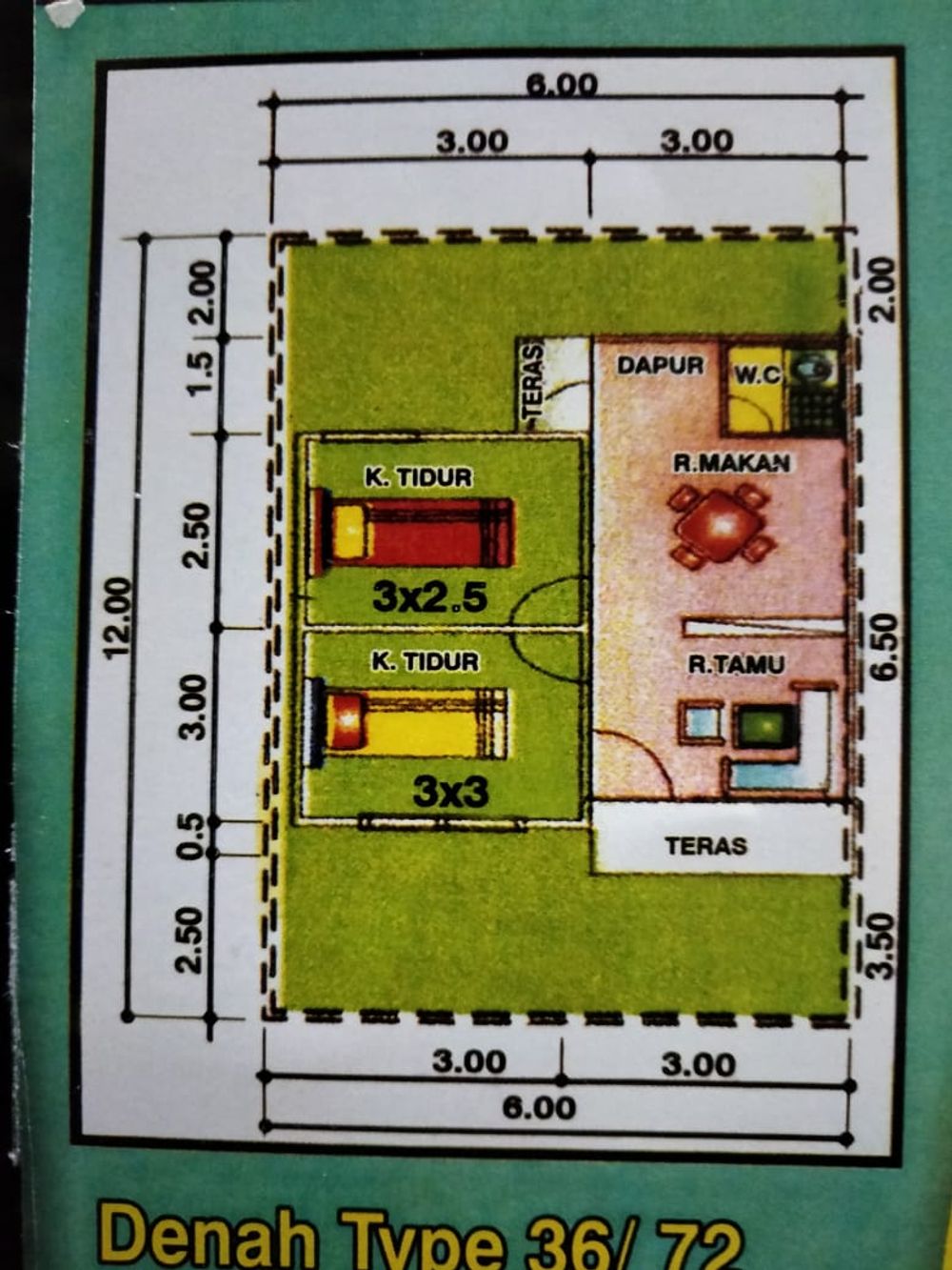 foto denah rumah tipe 36 perumahan BESPA RESIDENCE 2