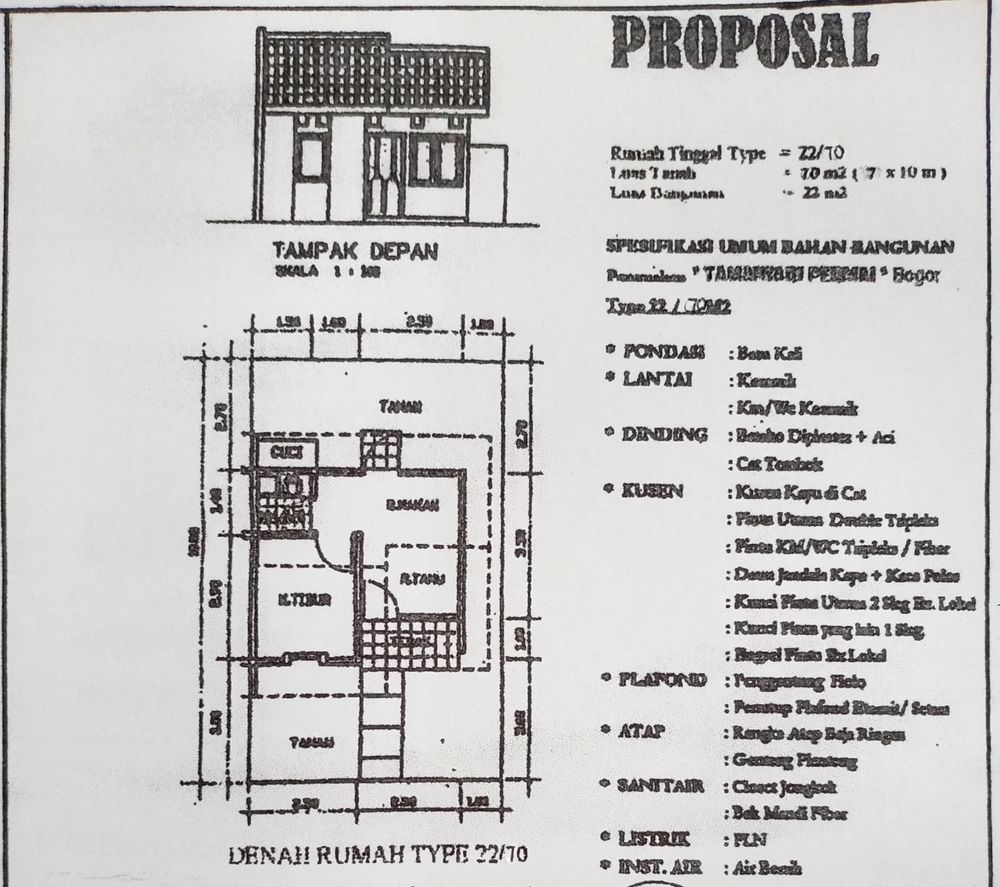 foto denah rumah tipe 22/70 perumahan Tamansari Permai