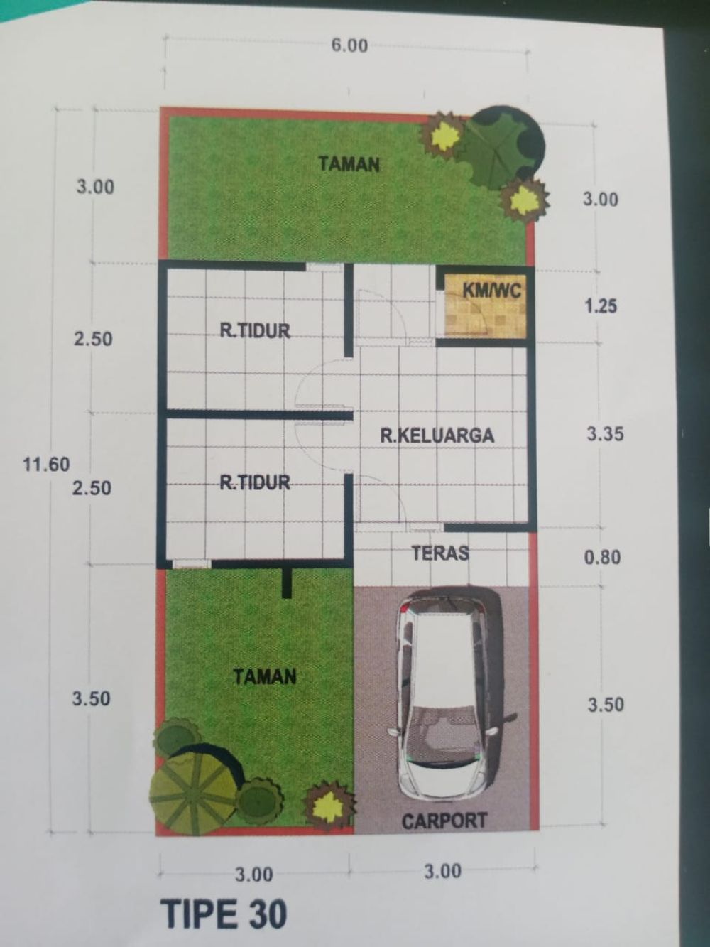 foto denah rumah tipe 30 perumahan GRAHA ARJEDA