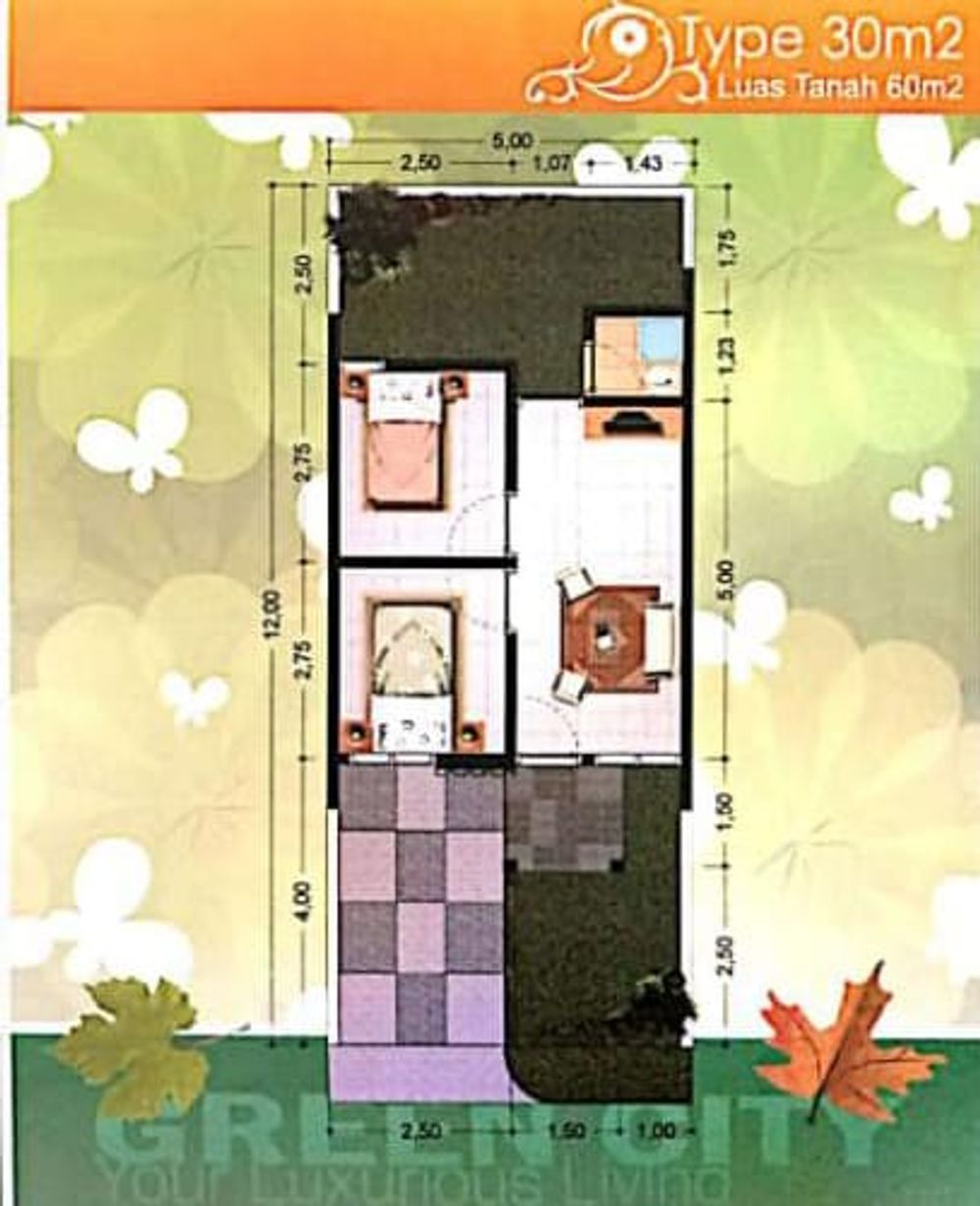 foto denah rumah tipe 30 perumahan Green City