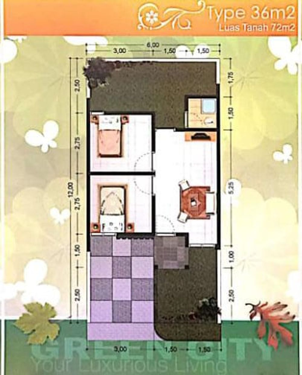 foto denah rumah tipe 36 perumahan Green City