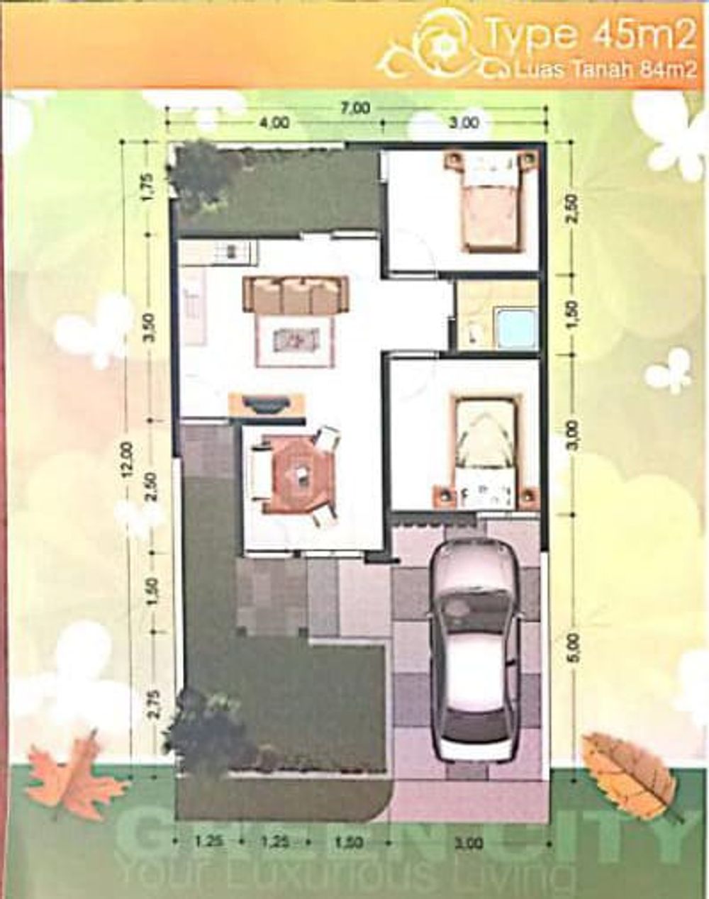 foto denah rumah tipe 45 perumahan Green City