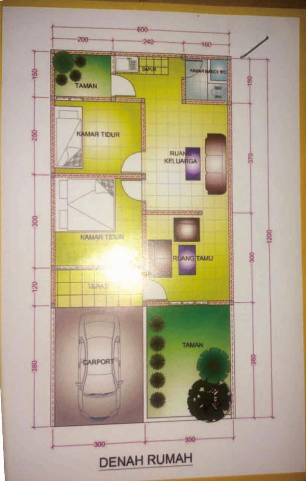 foto denah rumah tipe 45/72 perumahan Bukit mega harmoni