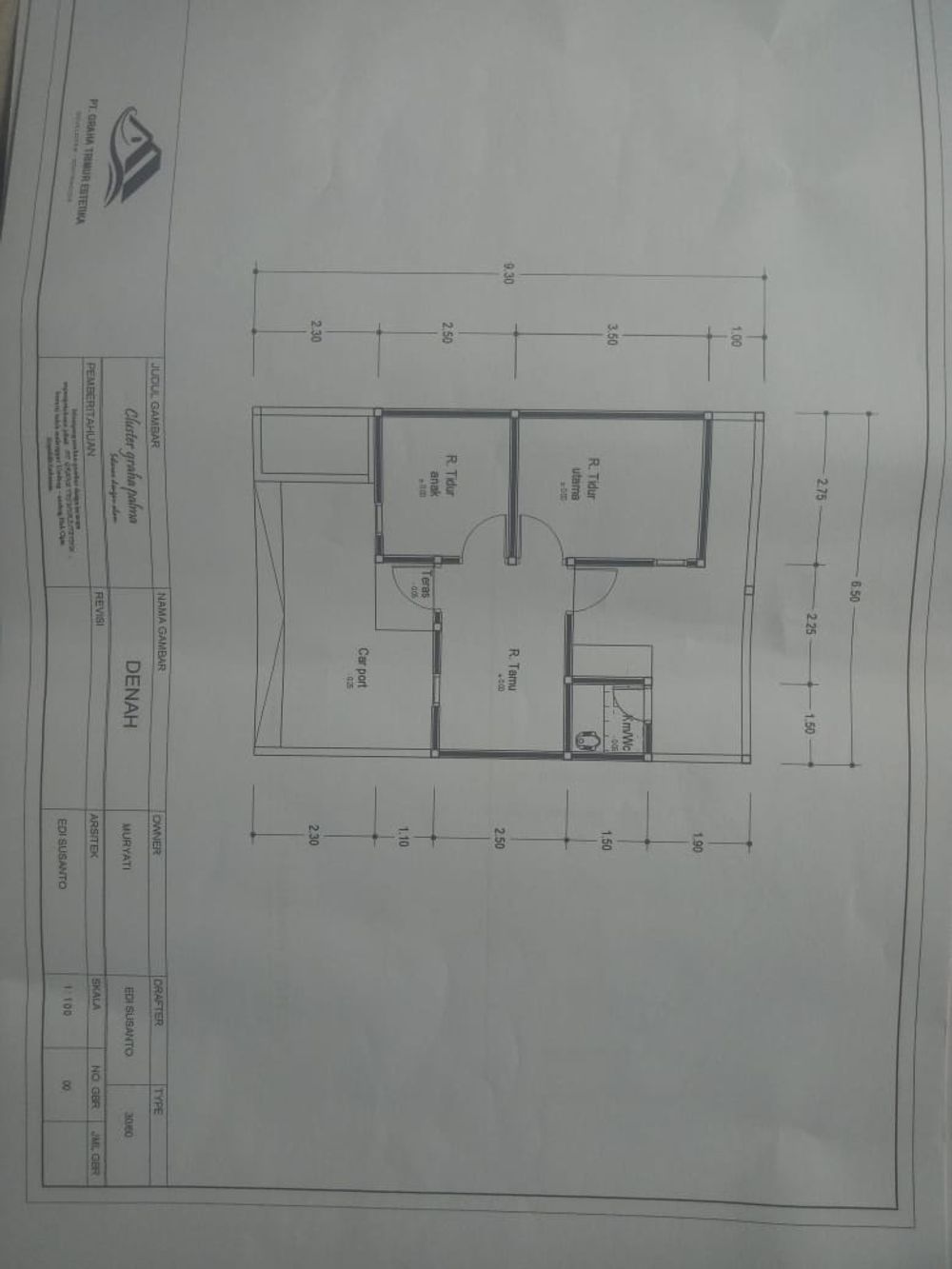 foto denah rumah tipe 30 perumahan CLUSTER GRAHA PALMA