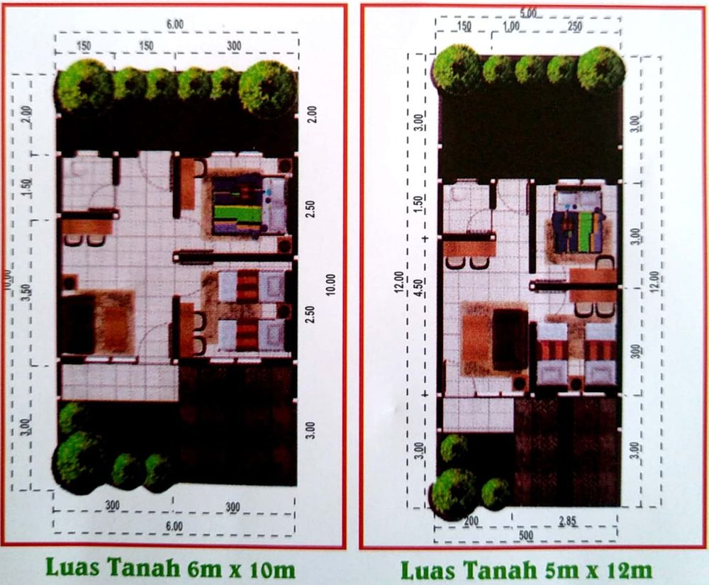 foto denah rumah tipe 30/60 perumahan GRAHA CIBOGO 