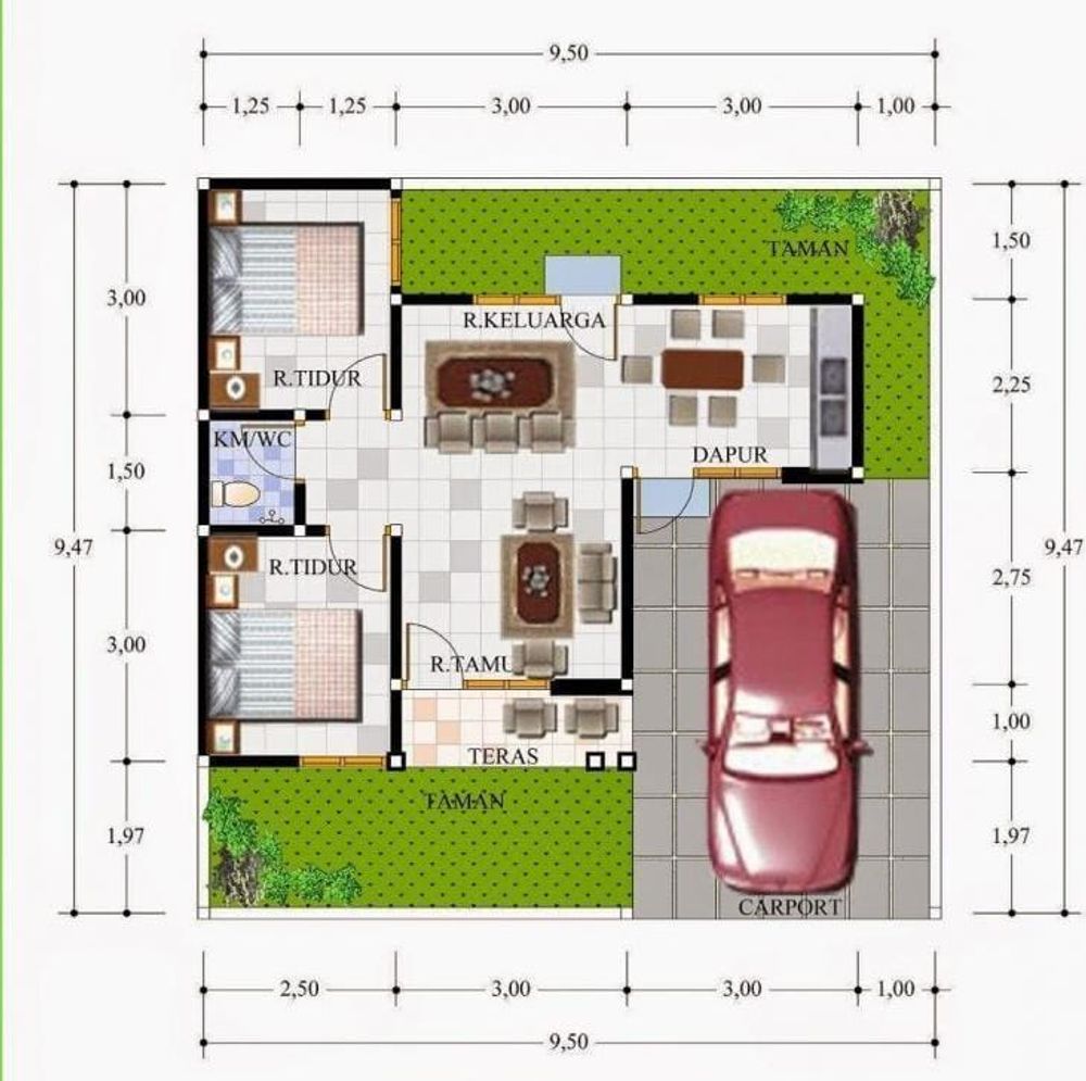 foto denah rumah tipe 50/80 perumahan PAWENANG RESIDENCE