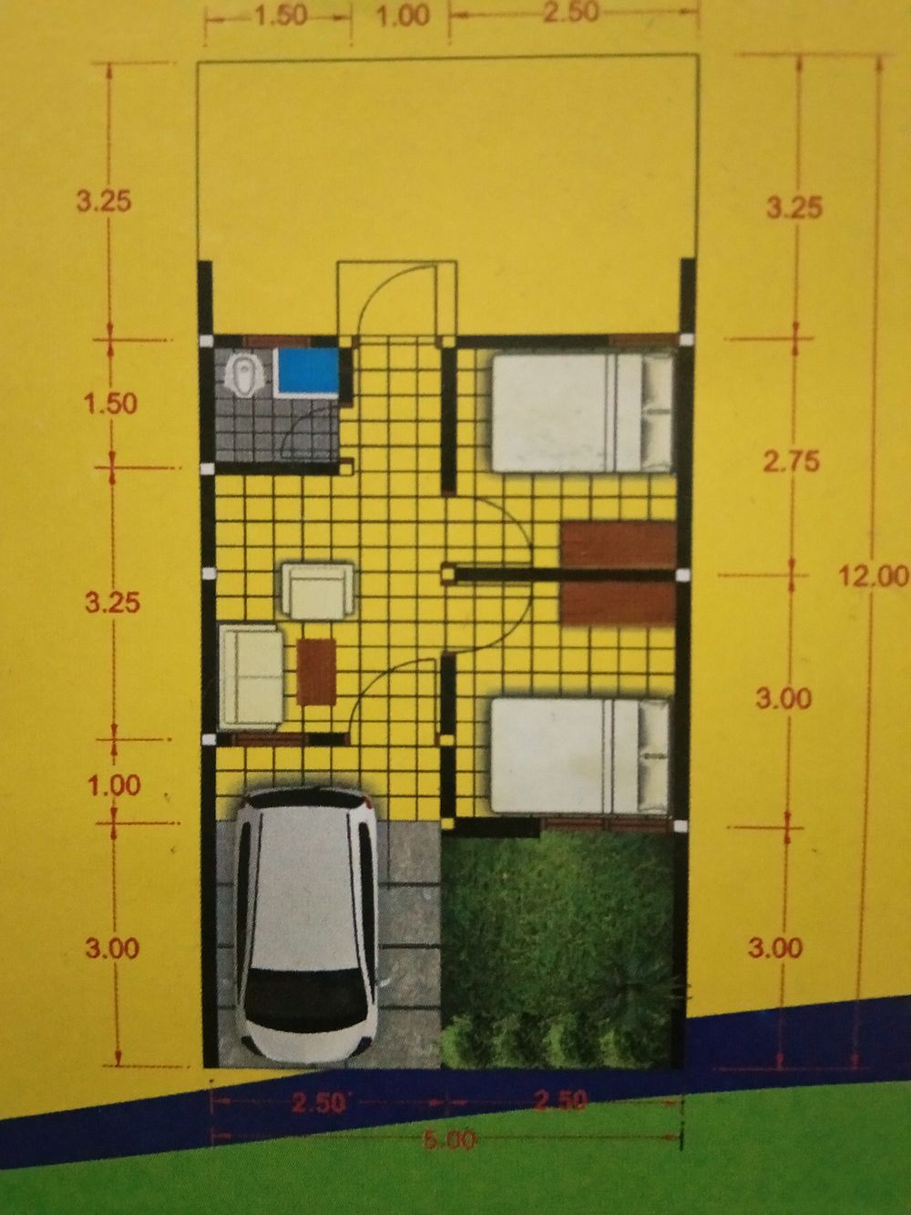 foto denah rumah tipe 27/108 perumahan Nuansa Bangetayu Asri