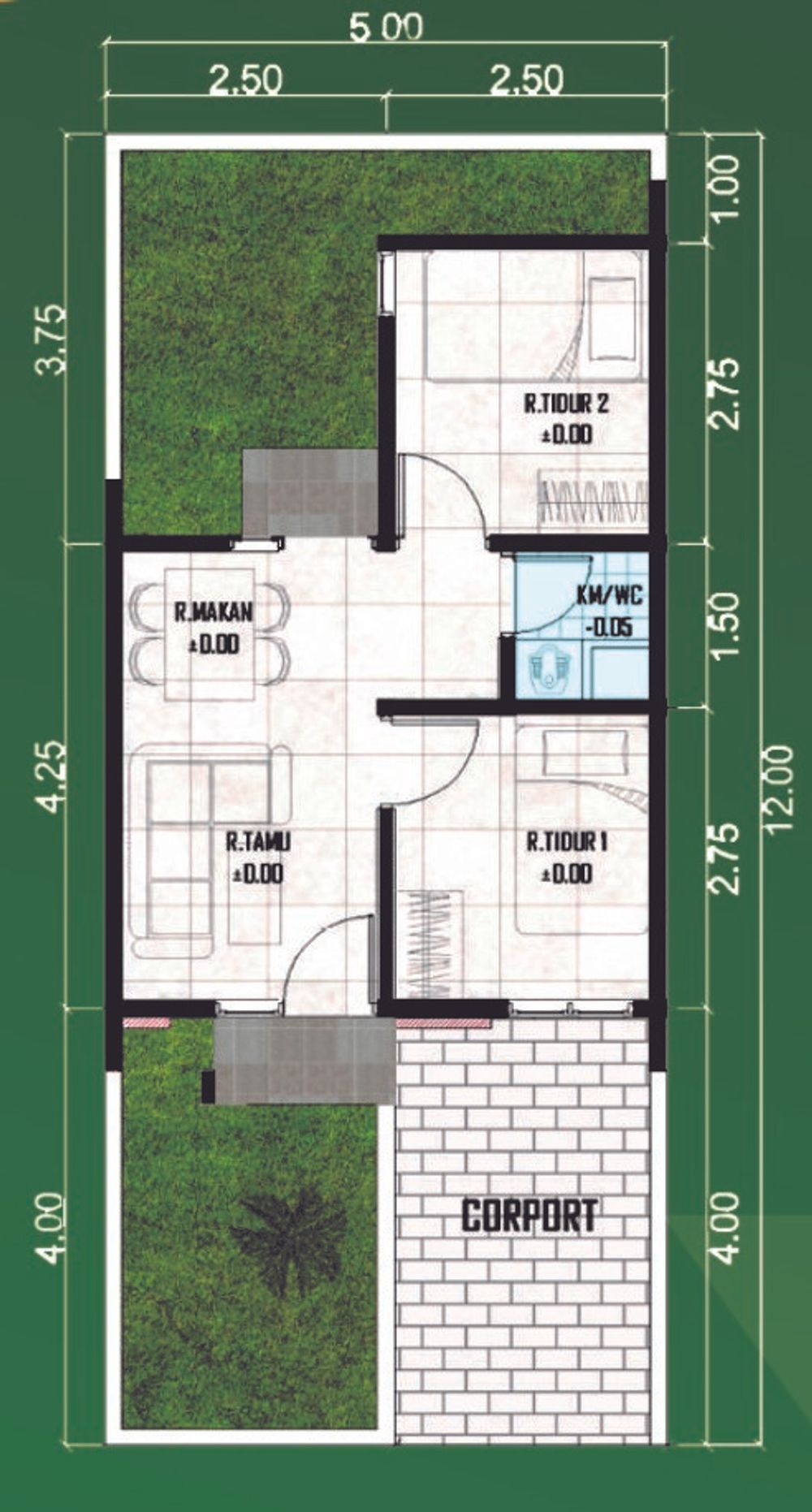foto denah rumah tipe 30/60 perumahan De Green Kedungrejo