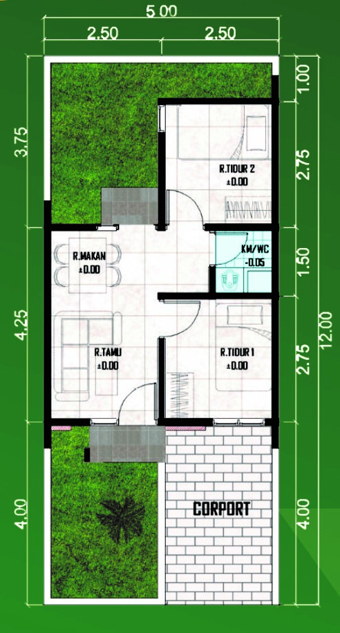 foto denah rumah tipe 25/60 perumahan De Green Kedungrejo