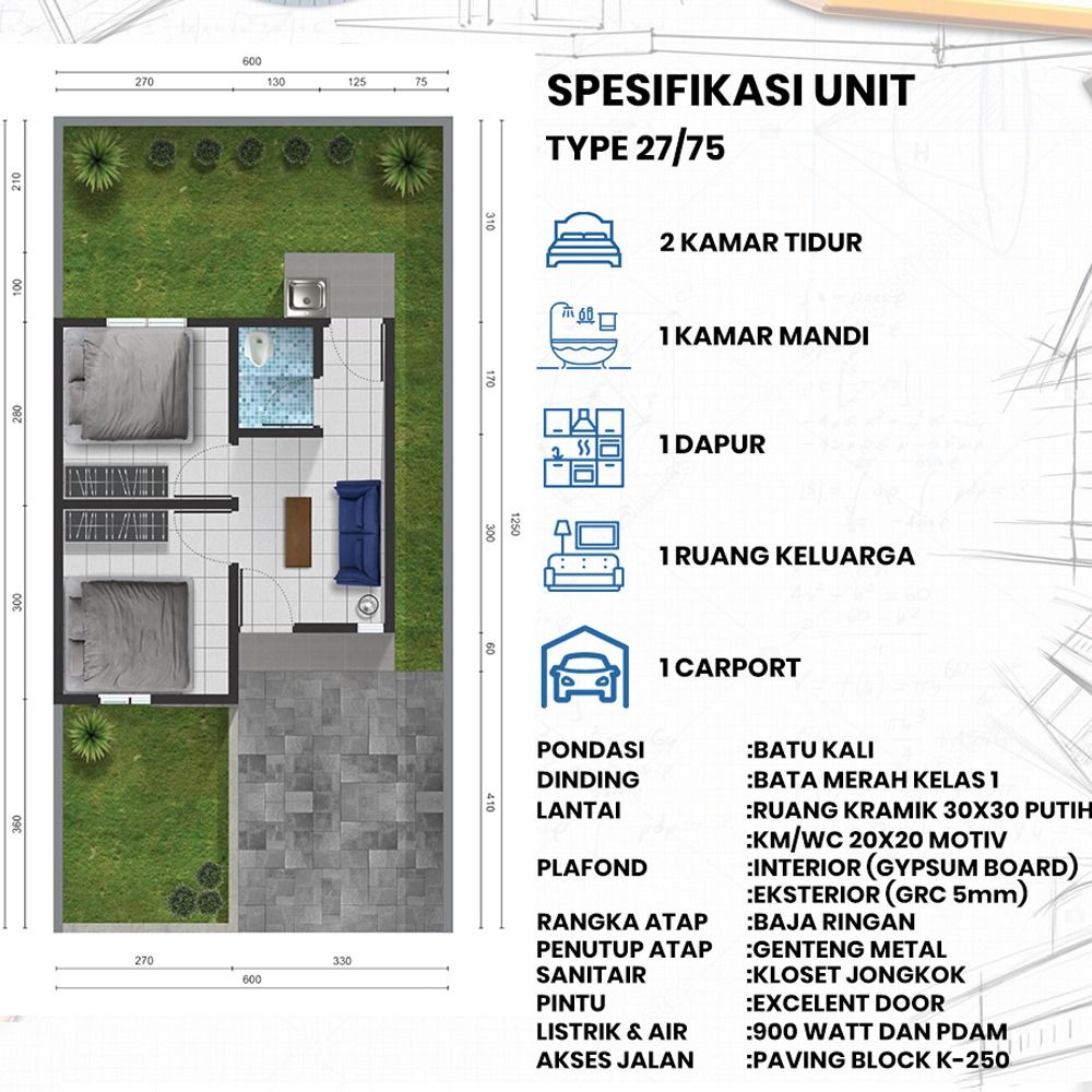 foto denah rumah tipe MBS perumahan MAHKOTA BERTAIS TAHAP 2
