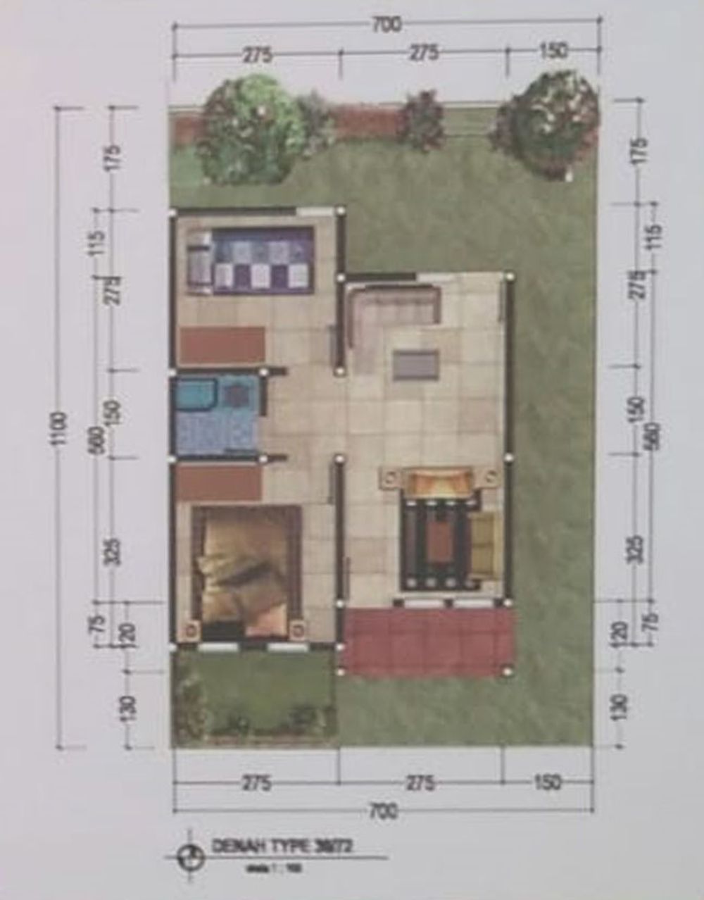 foto denah rumah tipe 36/72 perumahan Graha Naya Pegaden