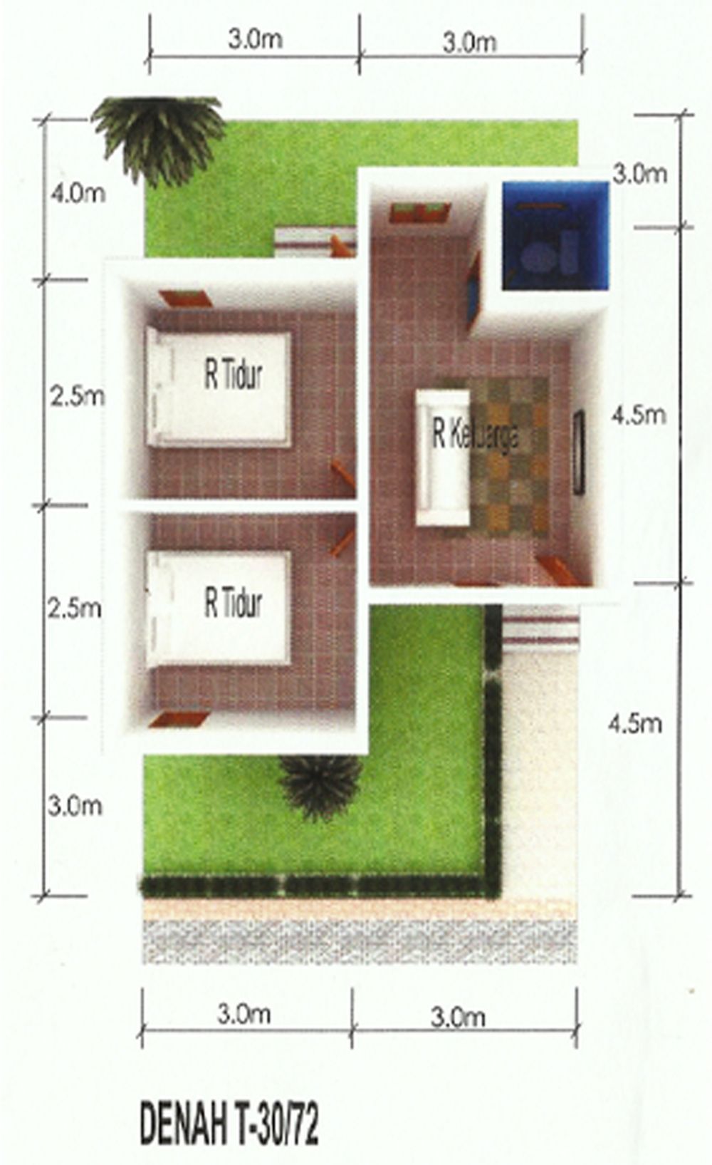 foto denah rumah tipe 30/72 perumahan Bumi Sangkara Regency