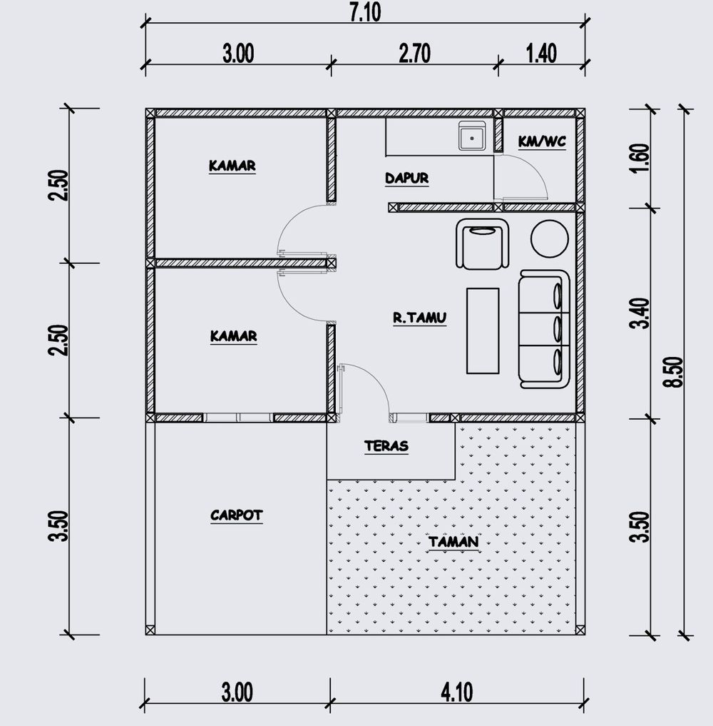 foto denah rumah tipe 36 perumahan GREEN GOGORANTE RESIDENCE
