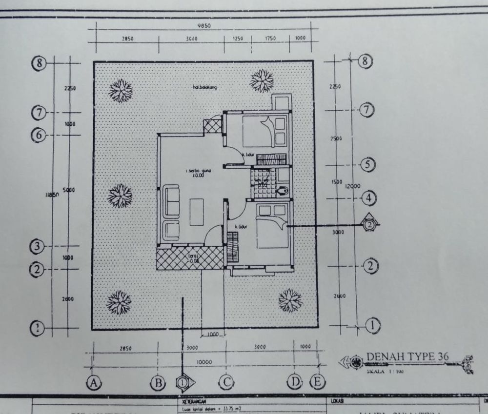 foto denah rumah tipe 36/120 perumahan Pondok Berlian Indah