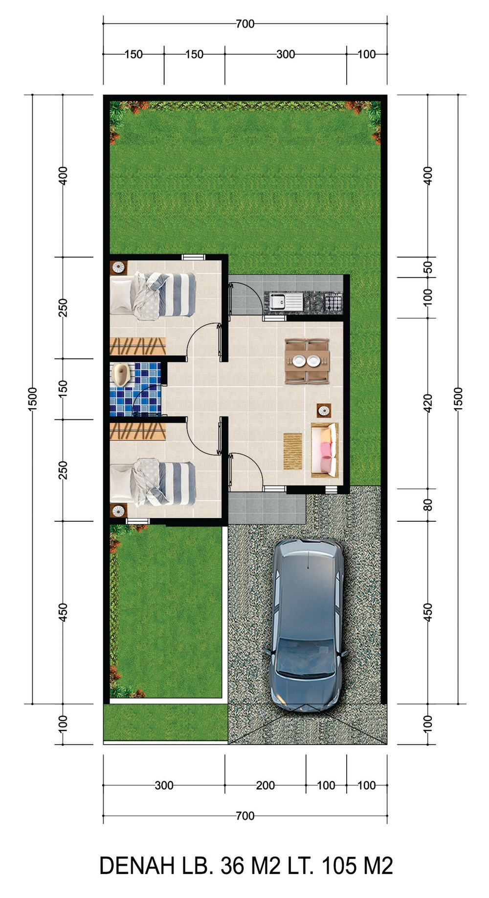 foto denah rumah tipe komersil 36/105 M² perumahan Biinmaffo Residence Kefamenanu