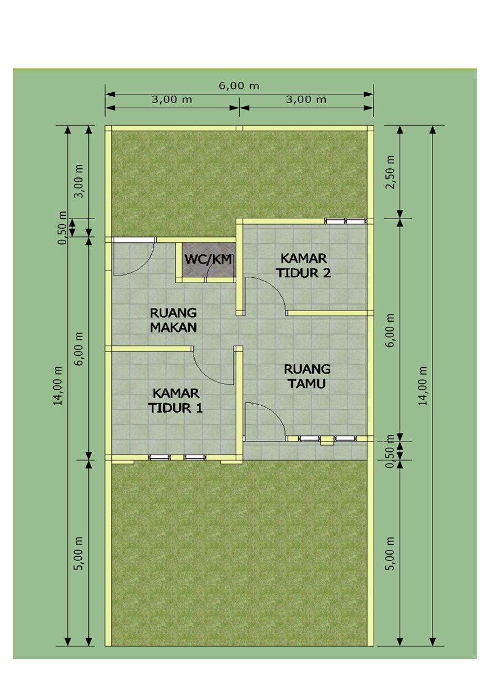 foto denah rumah tipe 36/100 perumahan VILLA MENCIRIM INDAH
