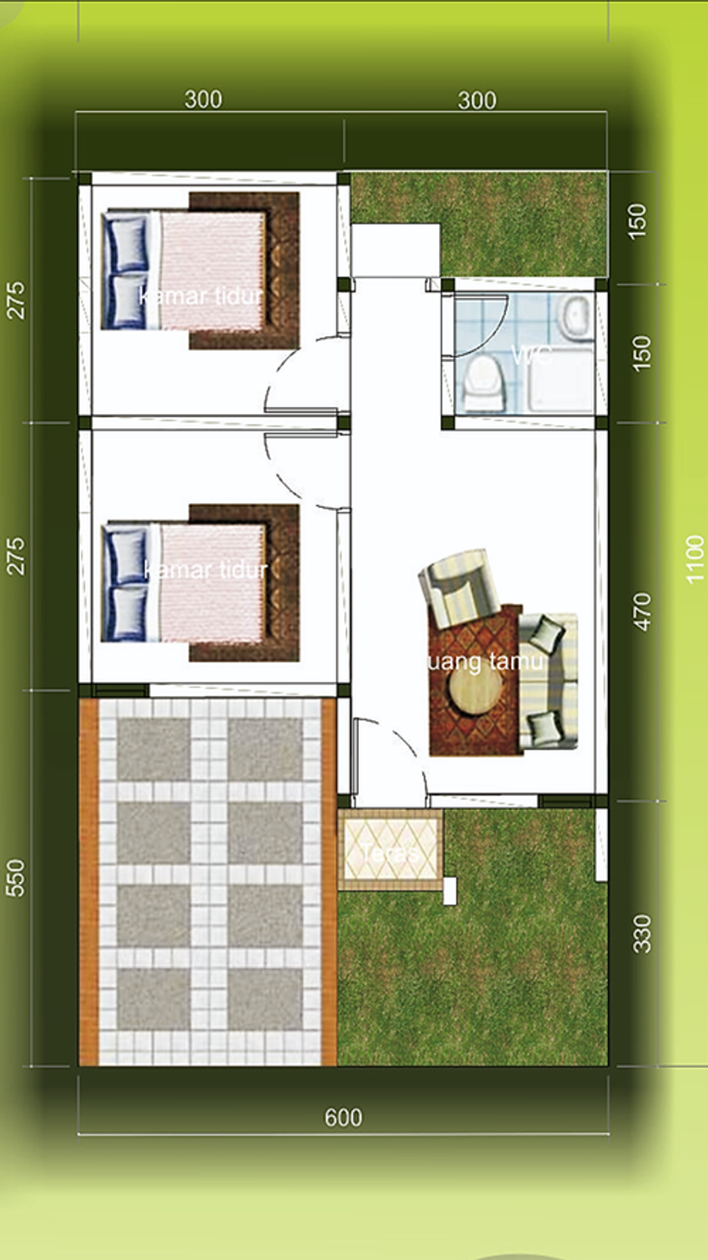 foto denah rumah tipe 36/72 (Subsidi) perumahan Dayeuh luhur residence 