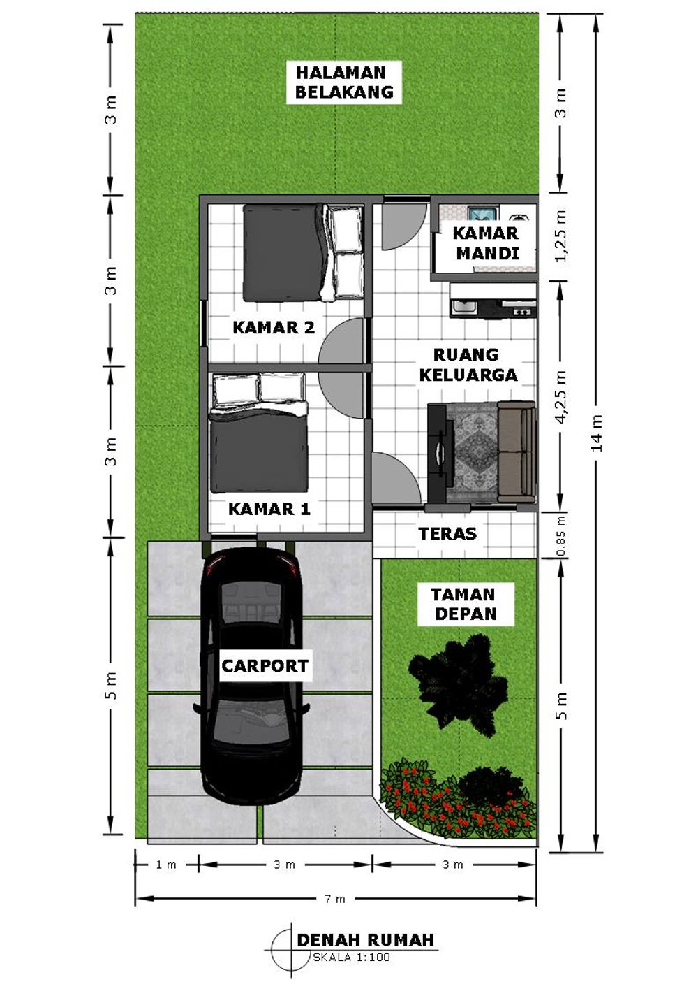 foto denah rumah tipe 36/98 perumahan Aek haruaya indah