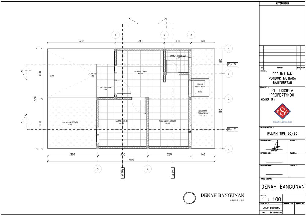 foto denah rumah tipe RUMAH SUBSIDI perumahan PERUM PONDOK MUTIARA BANYURESMI
