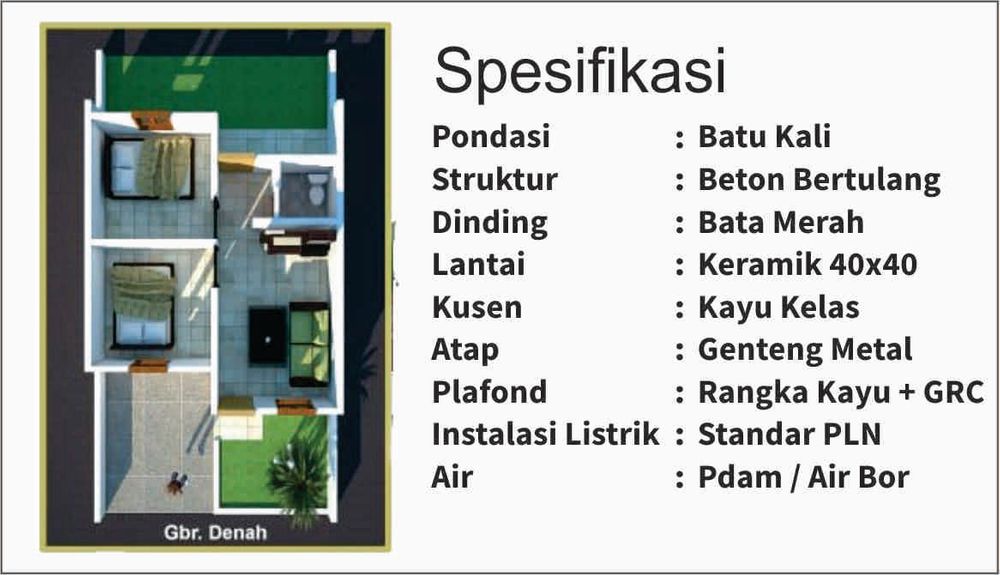foto denah rumah tipe 36/72 perumahan Bukit cikopo indah