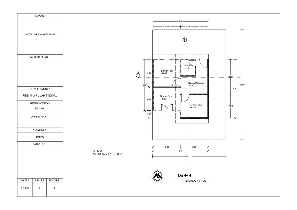 foto denah rumah tipe 36/95 perumahan GREEN HILL 2