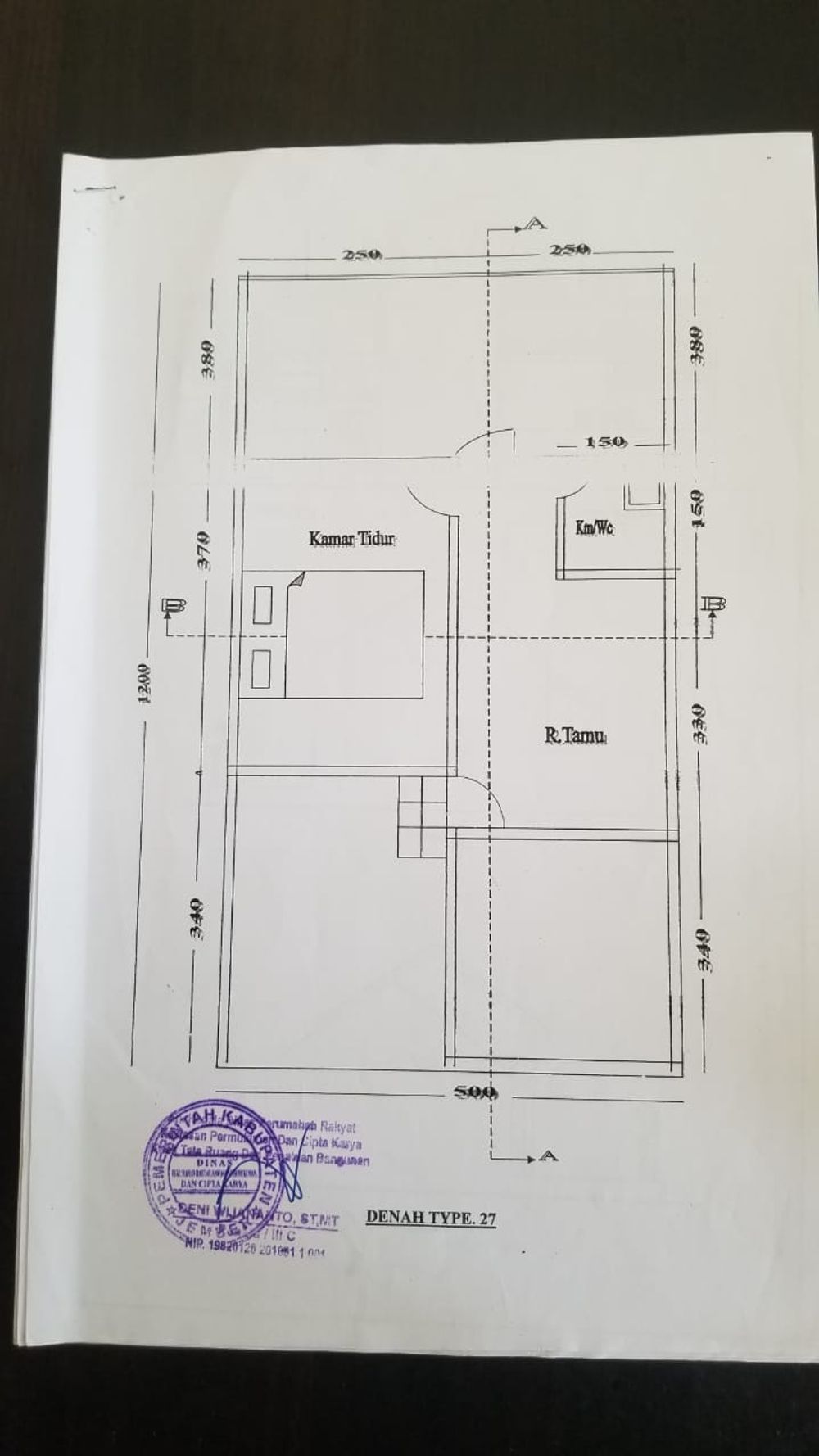 foto denah rumah tipe 27 perumahan Sriwijaya Land